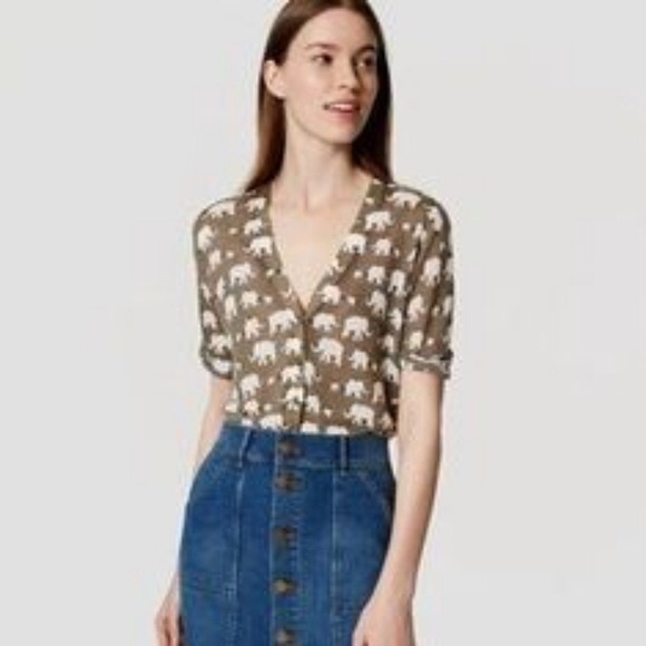 [ LOFT ] Short Sleeve Elephant Cardigan - Picture 3 of 5